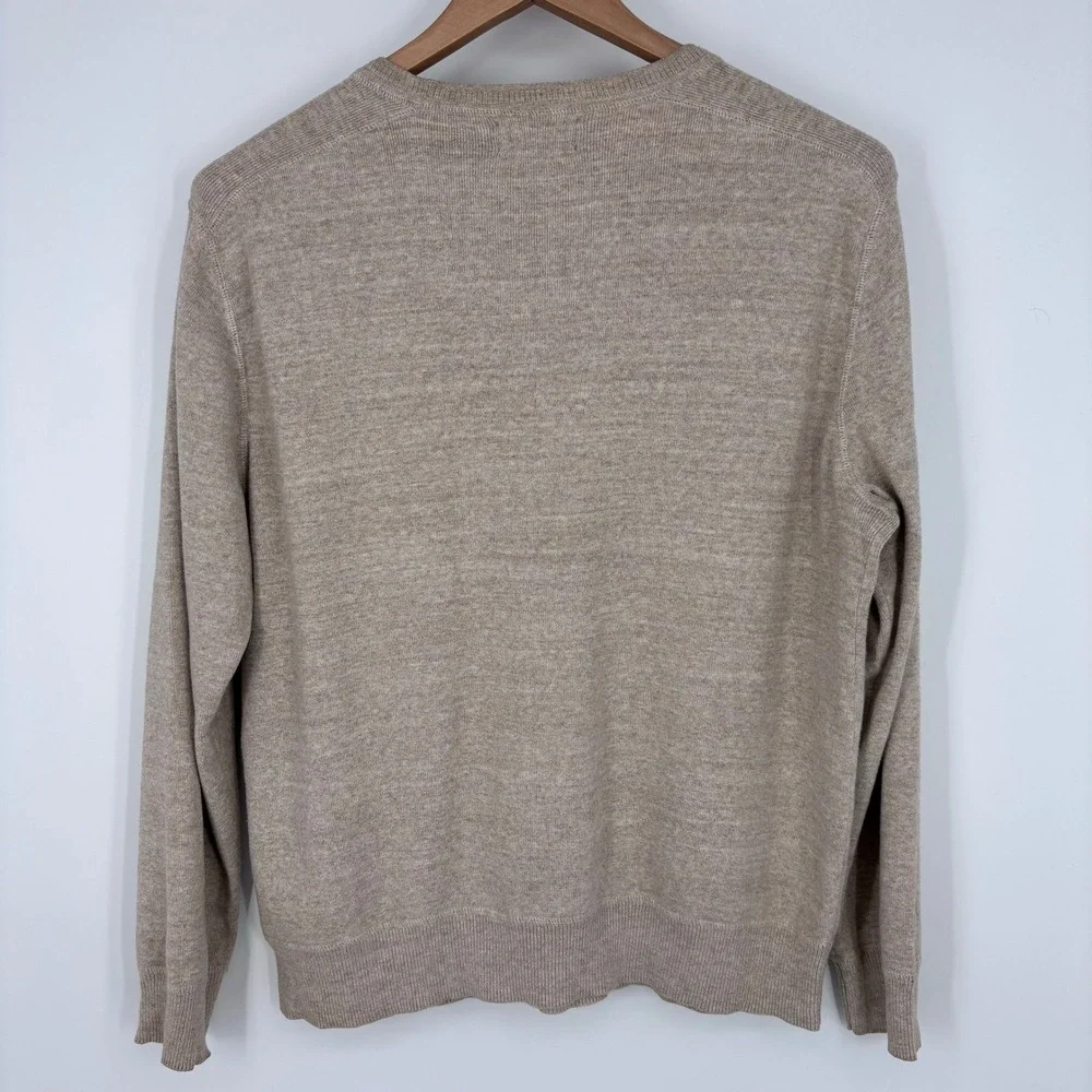 Polo Ralph Lauren Cotton Crewneck Sweater Mens Medium Tan Heather Pony Pullover